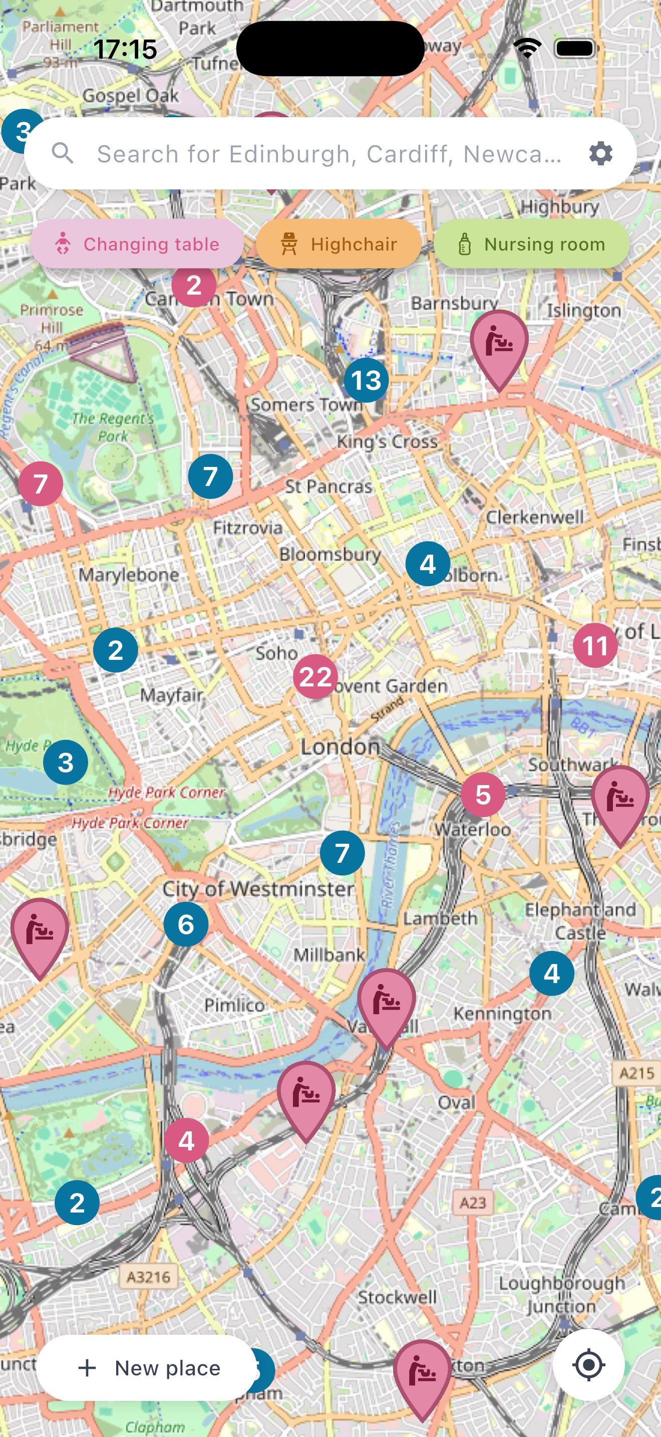 Baby Change Map explore screen