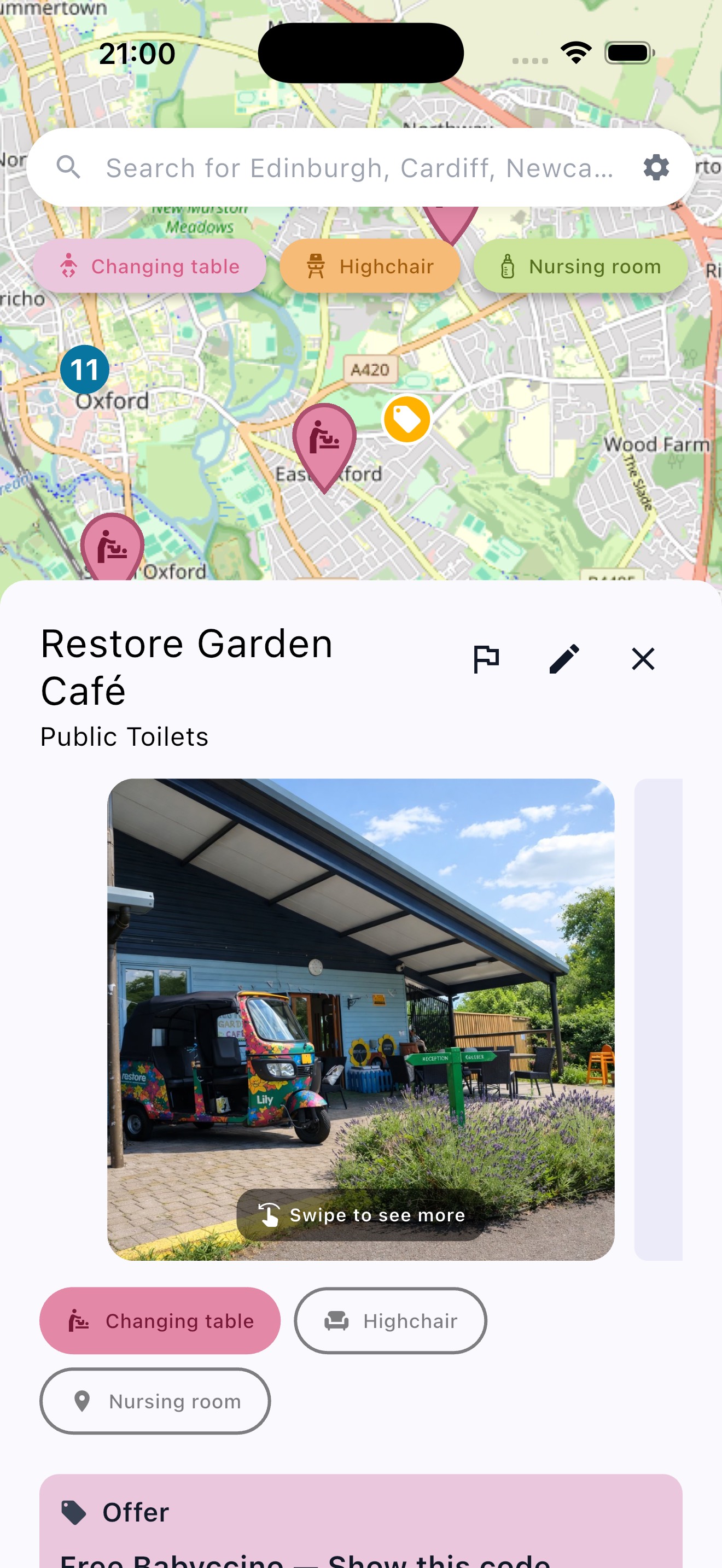 Baby Change Map app home screen